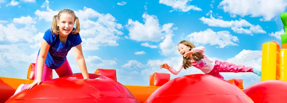 Age-appropriate ninja obstacle course for kids with two challenge levels