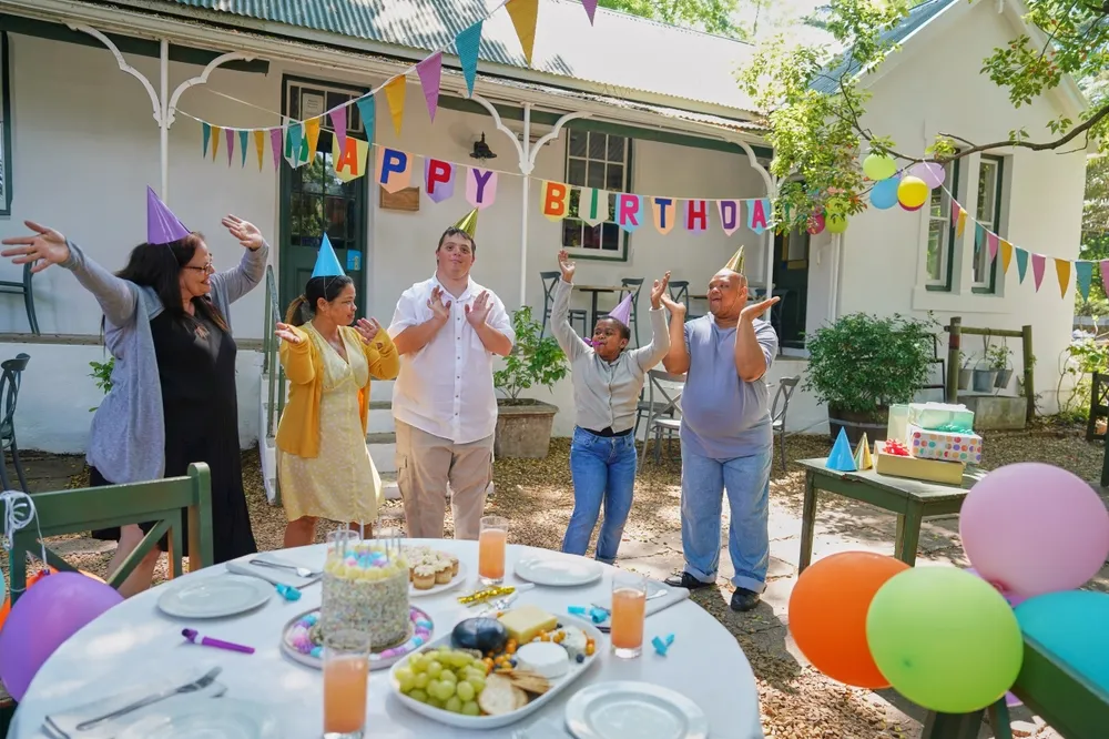 Backyard sports birthday party theme with cones, hurdles and relay games
